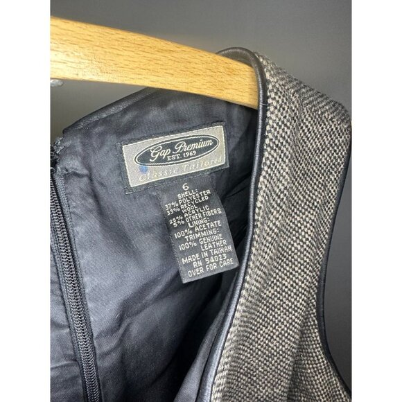 ⚡SOLD⚡ GAP Vintage 90s 60s Wool Sheath Dress Leather Tie Sleeveless Size 6 - Picture 4 of 9